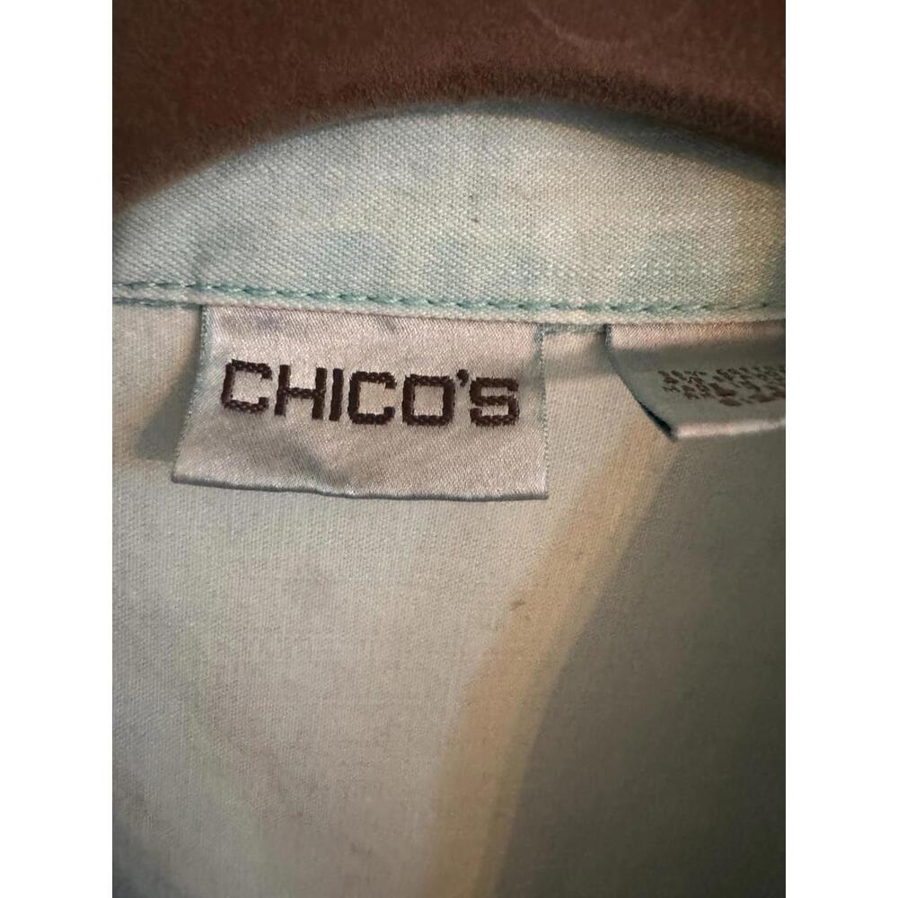 Chicos Basic Stretch Cotton Denim Jacket Teal Tur… - image 4